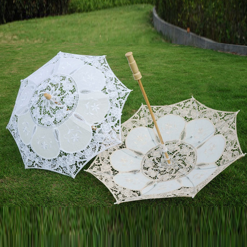 Lace wedding decoration Ins posing  castle fashion cosplay drama elegant Wooden handle umbrella