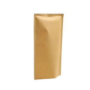 Doypack Resealable Ziplock 3 Side Sealed Flat Paper Pouch Small Sample Packet For Food Snack Laminated Foil Brown Paper Bag