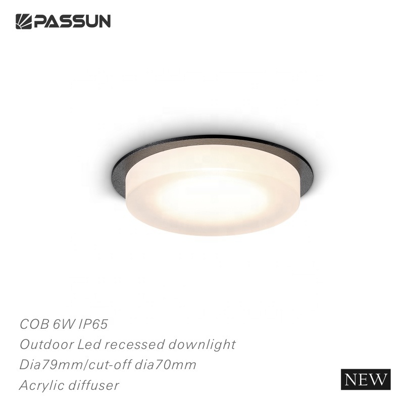 Aluminium and acrylic 12w ceiling recessed exterior down light waterproof IP65 LED outdoor ceiling light