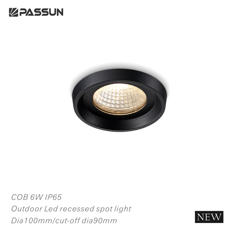 Aluminium black powder coated waterproof led recessed exterior down light IP65 LED outdoor ceiling light