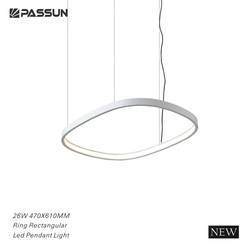 Aluminium Curved ring shaped Linear pendant Light Square Ceiling Hanging Pendant Lights for Office living room super market