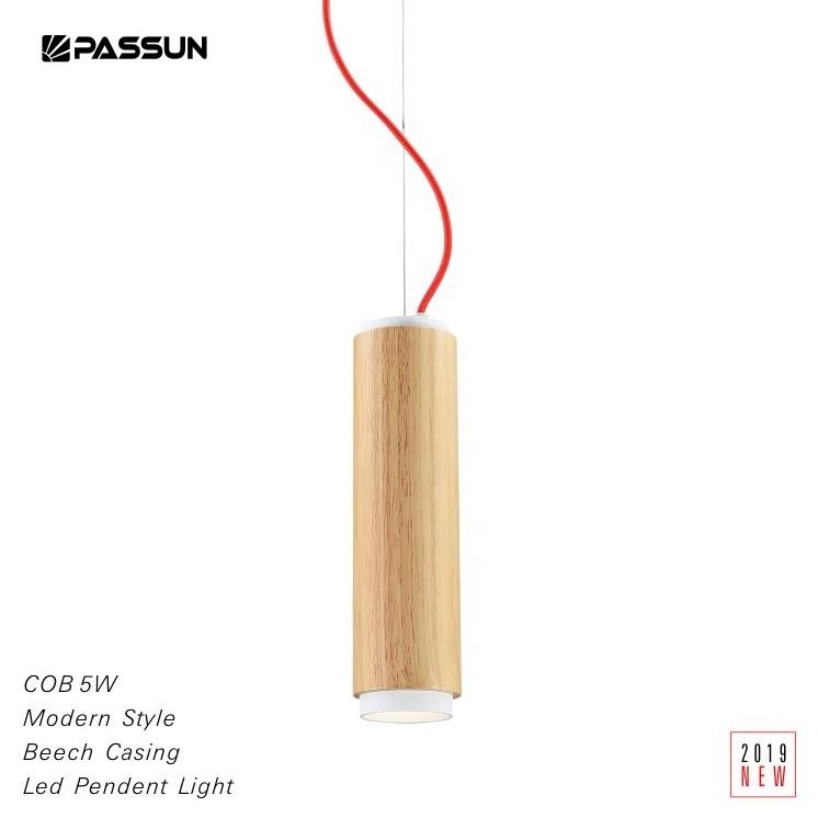 Nordic led pendant light wooden pendant light fixtures COB 5w pendant lights