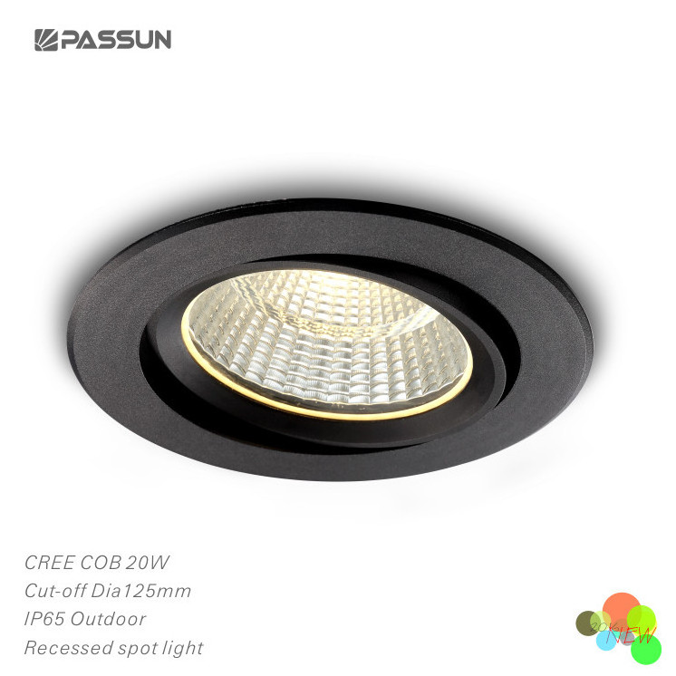 aluminium painted black ceiling recessed mounted outdoor IP65 waterproof LED spot light