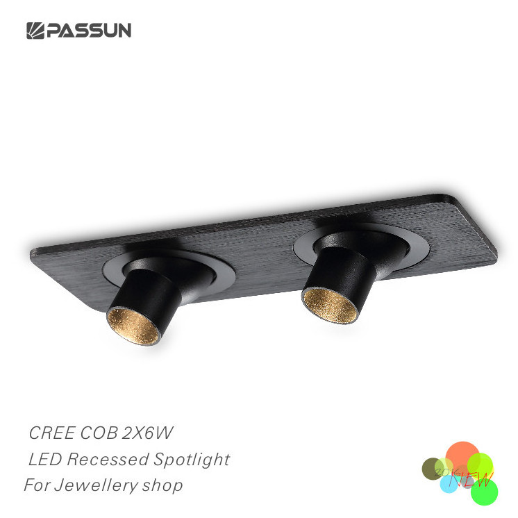 aluminium anodized black 9w three adjustable head led ceiling spot light