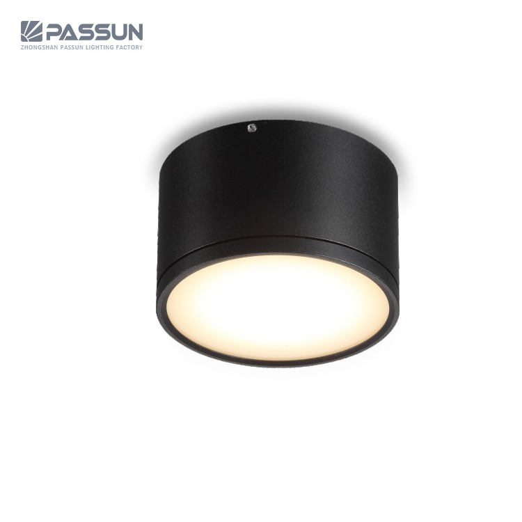 aluminium black painted surface mounted led cylinder ceiling down light