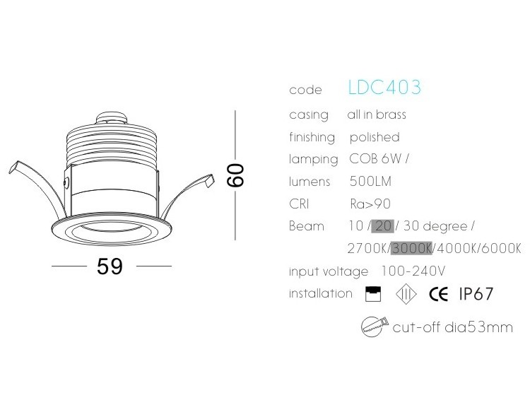 PASSUN outdoor 12v 24v landscape garden ip65 mini small anti glare pure brass copper ceiling recessed 3w led spotlight