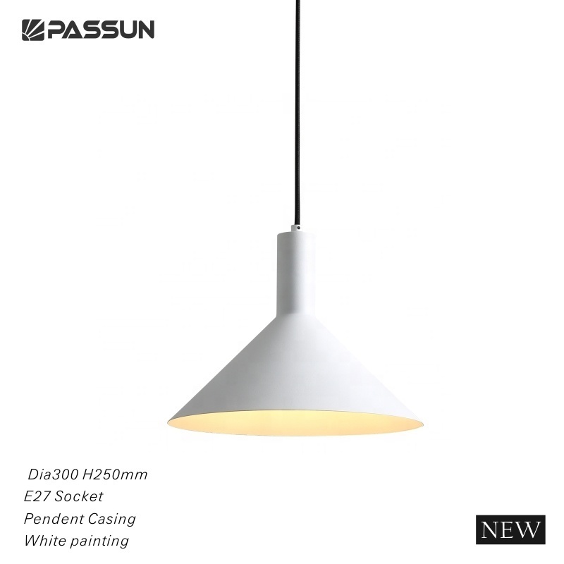 led pendant D300 lamp shade  E27 socket matte white painted pendant light fixture