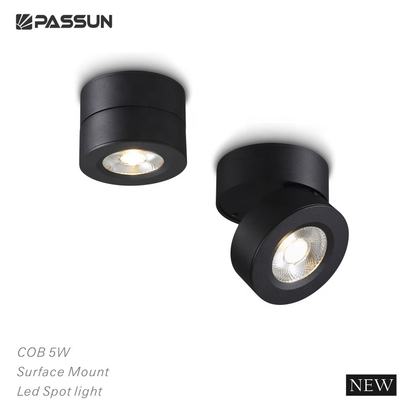 PASSUN indoor ceiling lighting Dia100 COB 12W rotatable surface mount round foldable ceiling light fixture