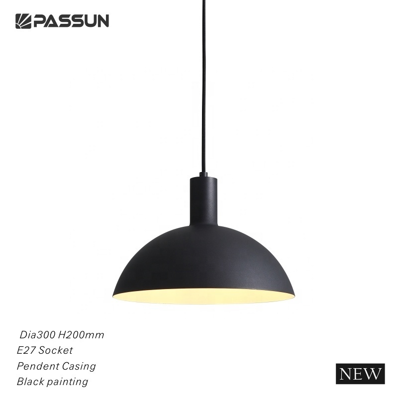 led pendant D300 lamp shade  E27 socket black pendant light fixture