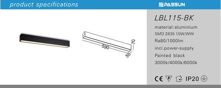 LED ceiling light SMD 10W L600 x W50 high quality surface mounted LED ceiling pendant light