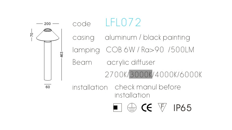 New umbrella design garden light for villa waterproof IP65 path lighting outdoor 6W led lawn lamp