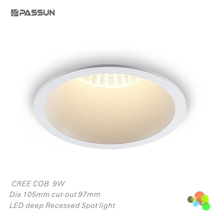 Modern gold cylinder ceiling down lights surface mounted dimmable 5w 9W 12W cob led downlight