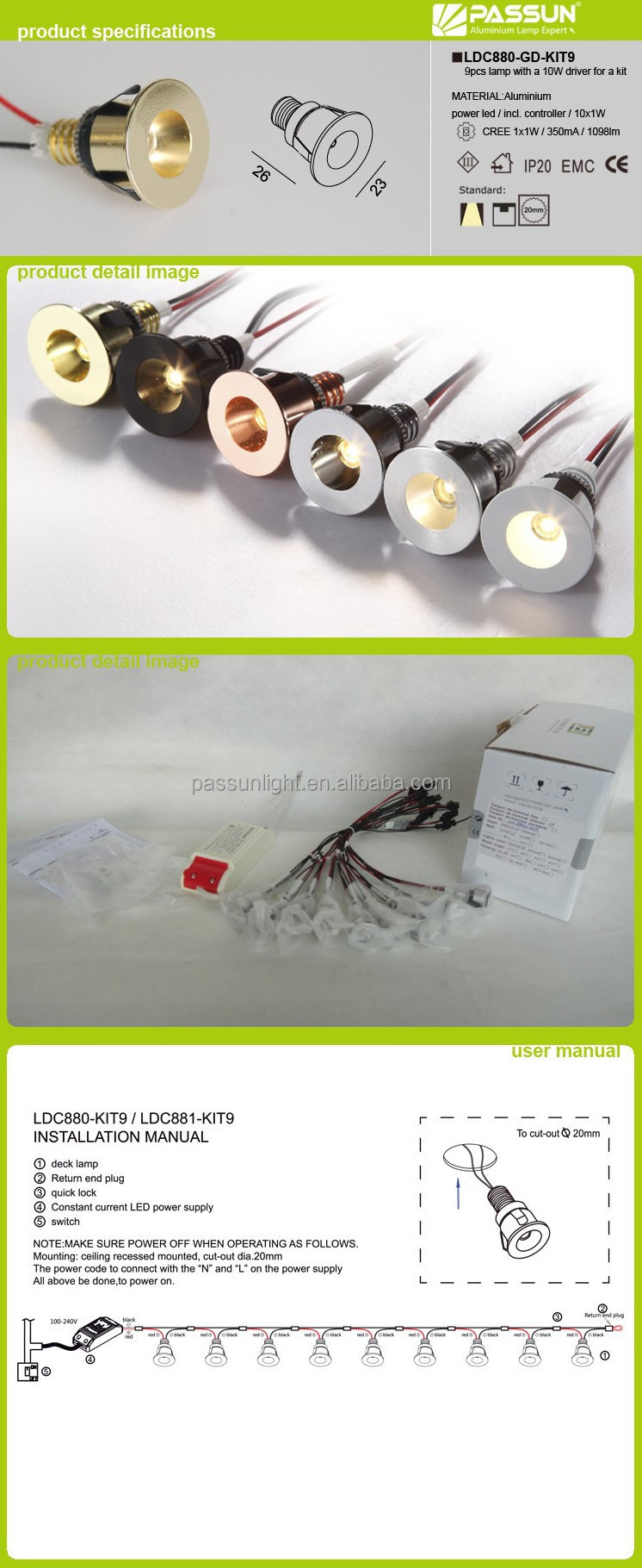 Modern indoor hotel 1W mini recessed ceiling led spot light for projcet