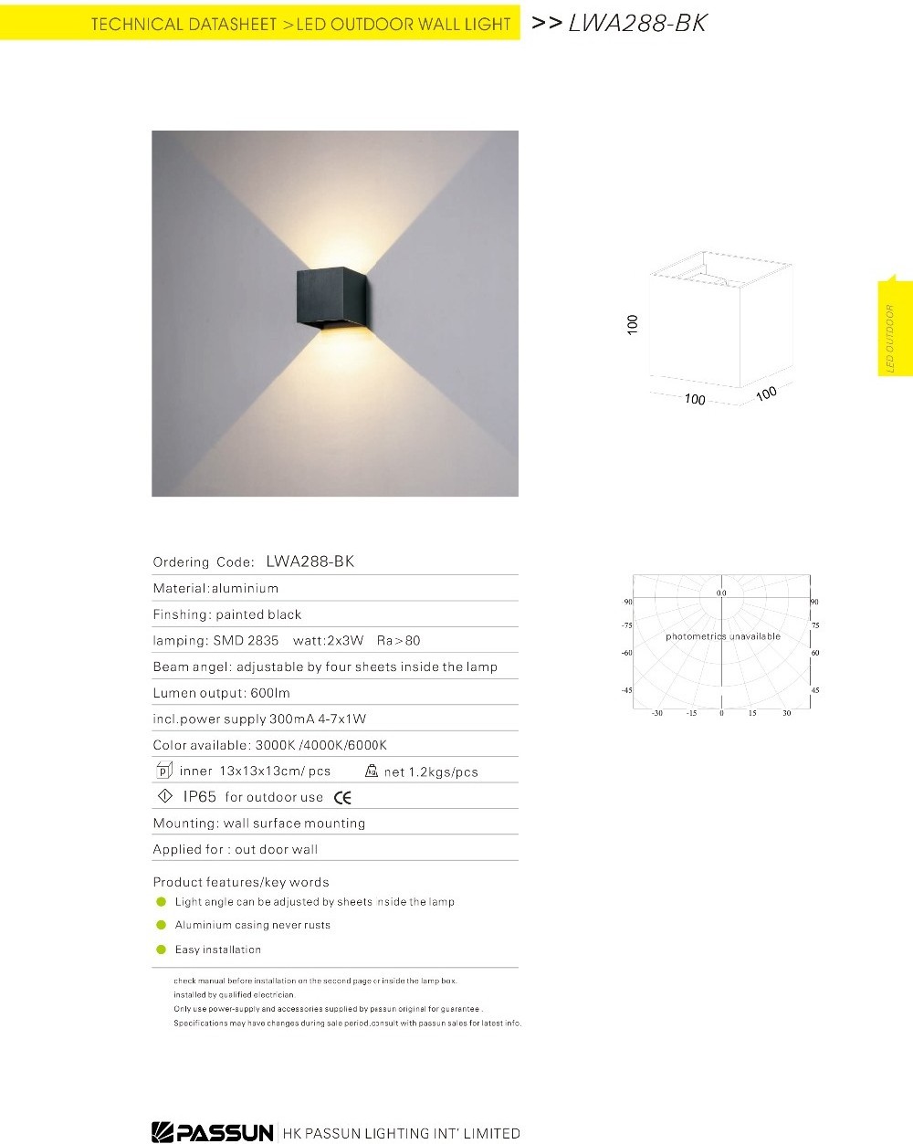 Adjustable up and down outdoor wall lamp waterproof IP65 led deck lamp