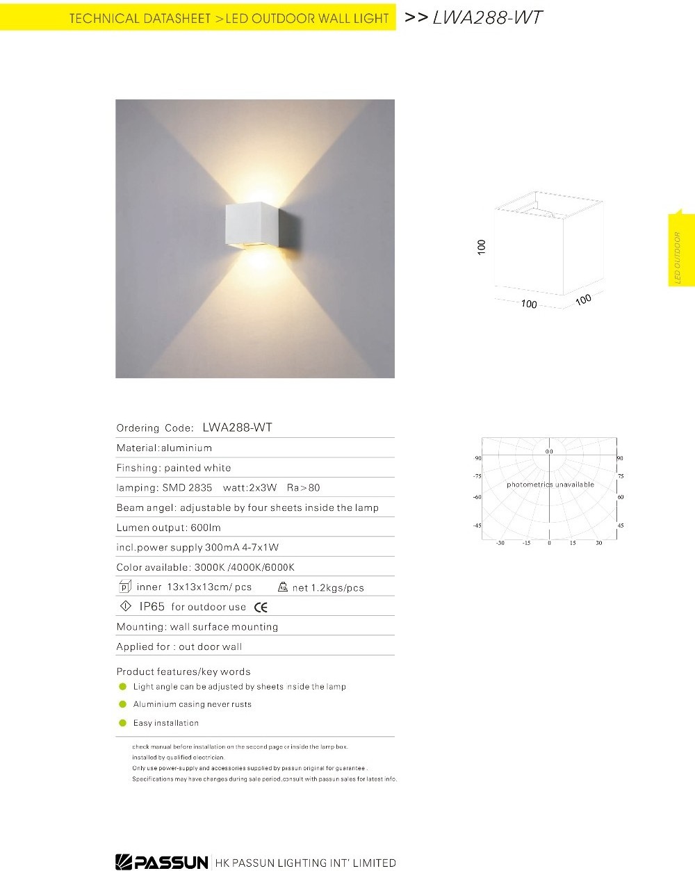 Adjustable up and down outdoor wall lamp waterproof IP65 led deck lamp