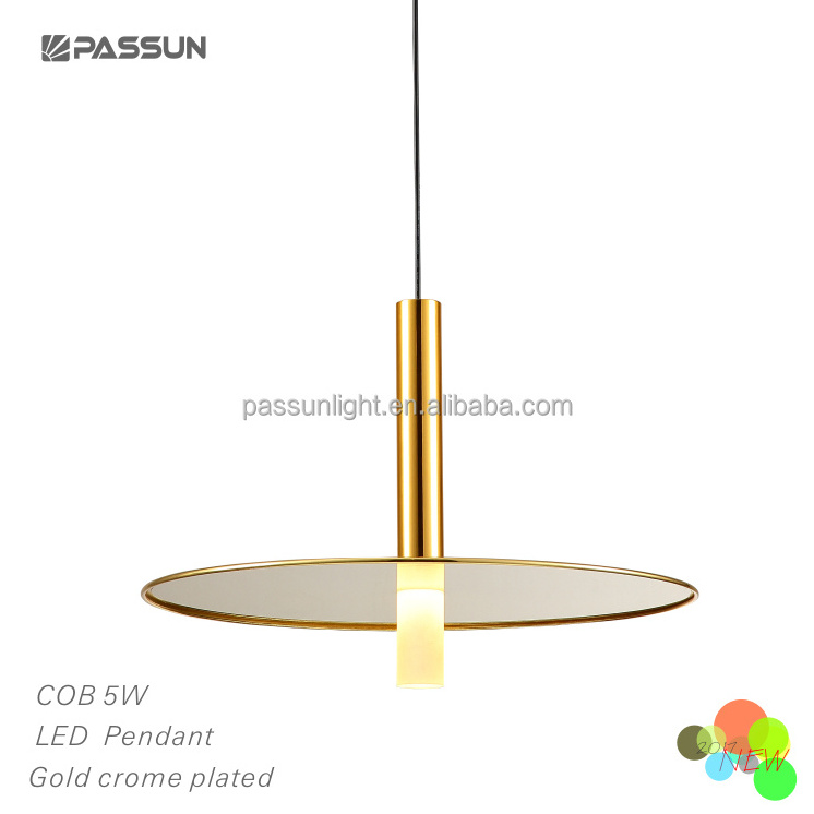 COB 5W rose gold chrome plated cap pendant lights with aluminium+steel cap+cylindrical acrylic from PASSUN