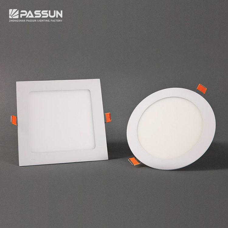 5 7 9 12 inch round square ultra thin smd ceiling recessed 6w 12w 18w 24w led panel light