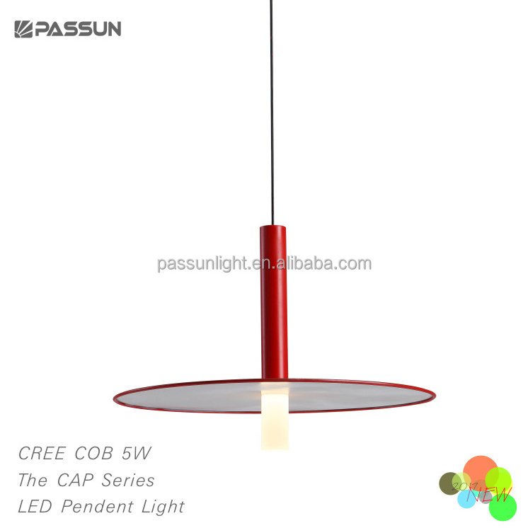 COB 5W rose gold chrome plated cap pendant lights with aluminium+steel cap+cylindrical acrylic from PASSUN