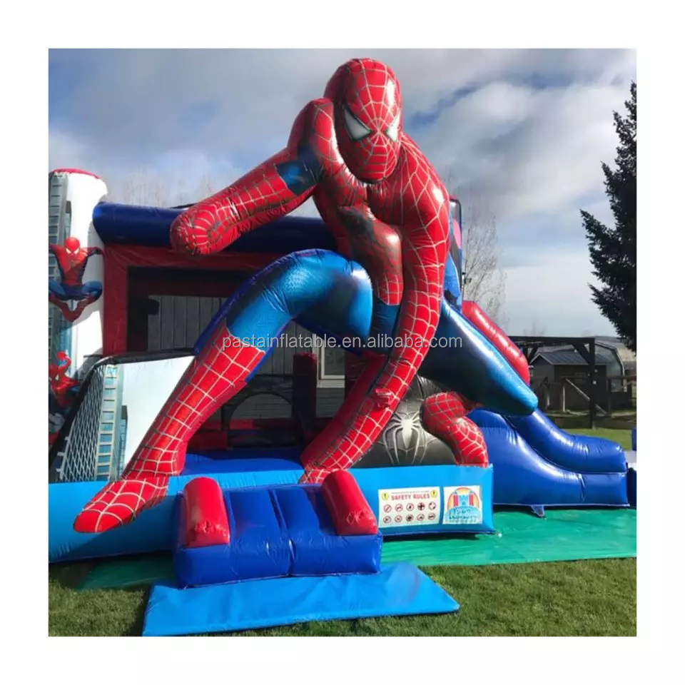 Spiderman Adventure Inflatable Combo / Superhero bounce house with slide / moonwalk bouncer for sale