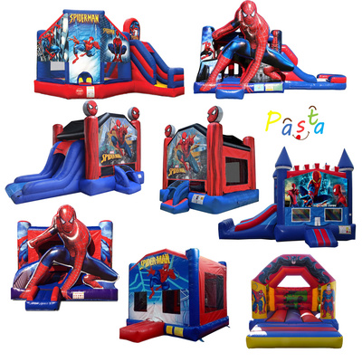 commercial spider-man bounce house jumping castle inflatable spider man bouncy castle with slide