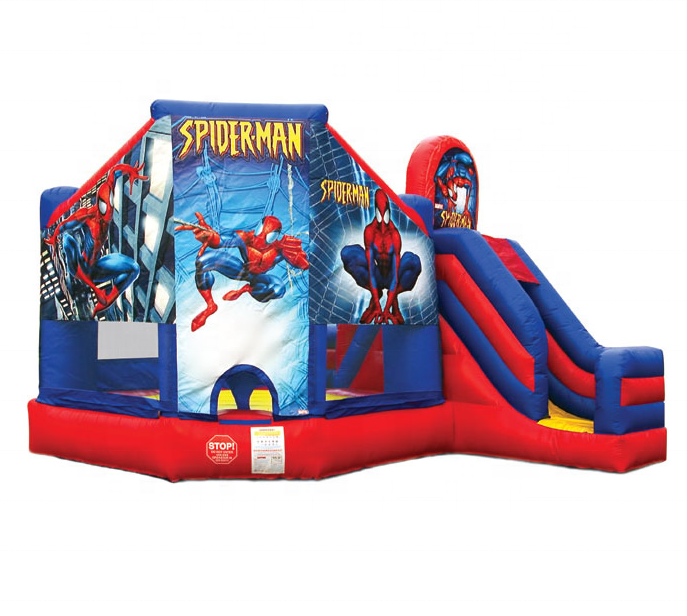 commercial spider-man bounce house jumping castle inflatable spider man bouncy castle with slide