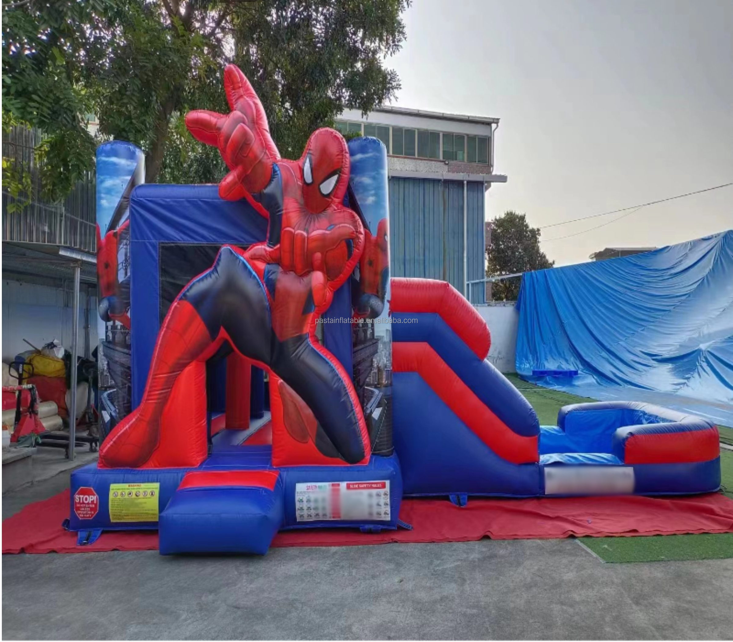 Spiderman Adventure Inflatable Combo / Superhero bounce house with slide / moonwalk bouncer for sale