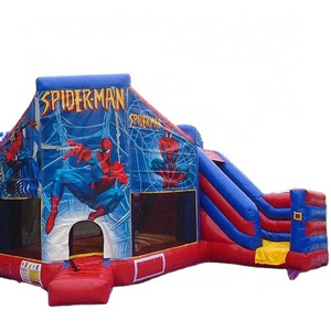 Spiderman Adventure Inflatable Combo / Superhero bounce house with slide / moonwalk bouncer for sale