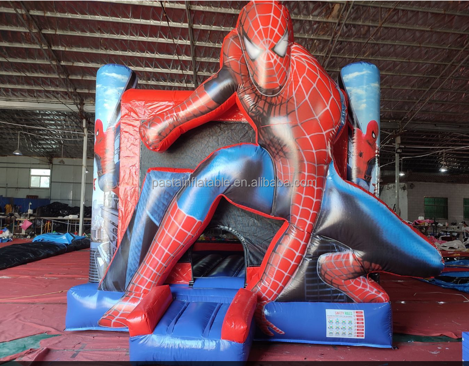 Spiderman Adventure Inflatable Combo / Superhero bounce house with slide / moonwalk bouncer for sale