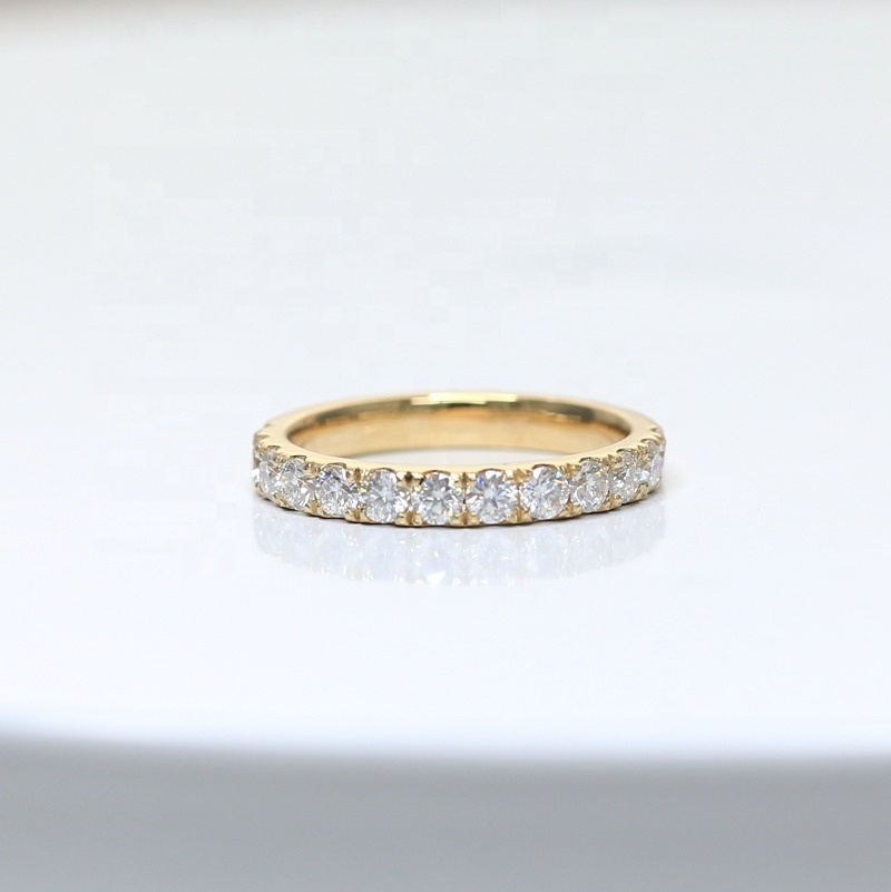 14k Yellow Gold Moissanite Ring Set Classic 6 Prongs 3.5ct Round Moissanite Solitaire Ring 2.5mm Eternity Ring Band