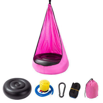 Kids Pod Swing Seat Hanging Hammock Chair with Inflatable Pillow Sensory Swing Chair  Portable Folding Swing Chair Child