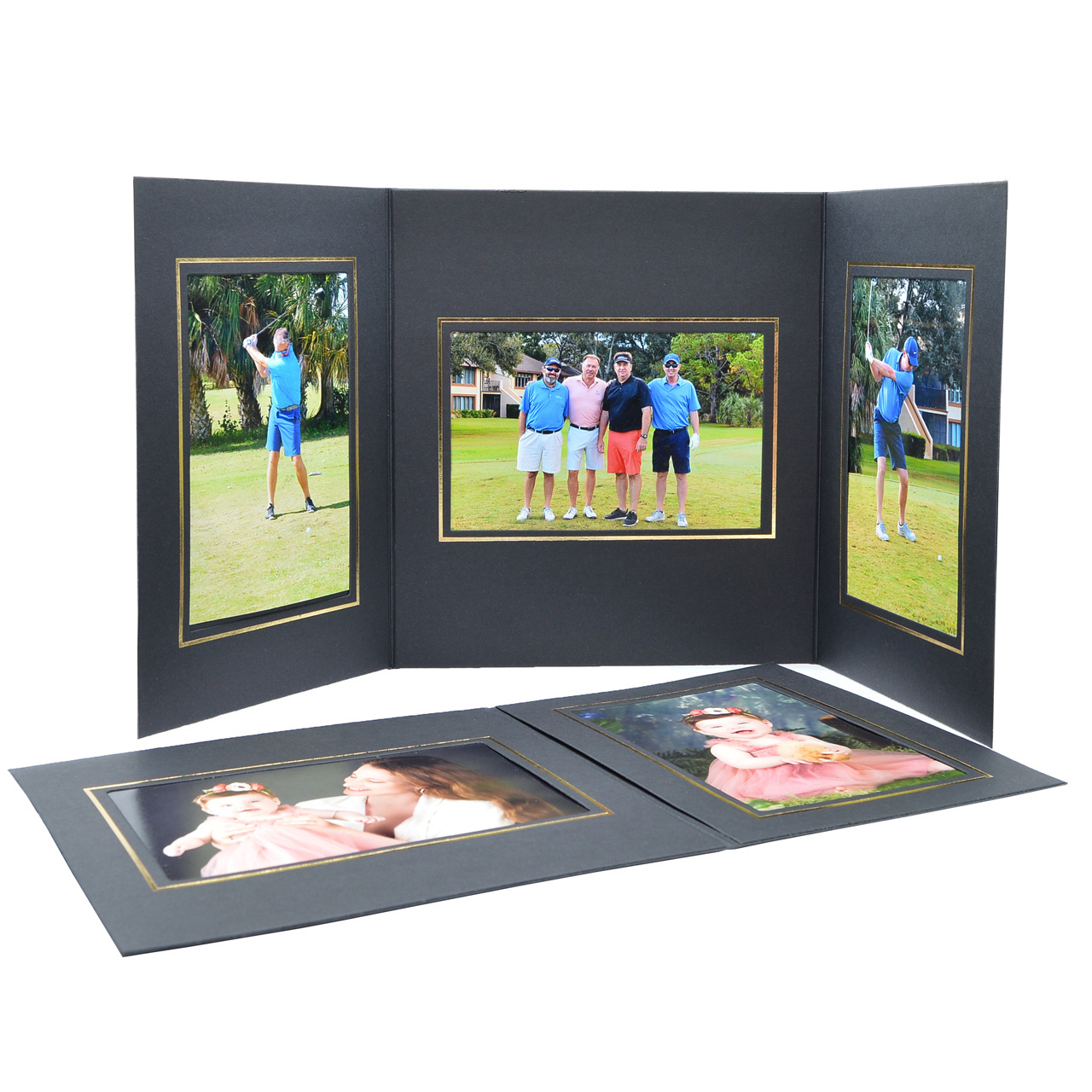 Custom 3 Opening Holders With Border For Horizontal 4 x 6 or 5 x 7 Photographs