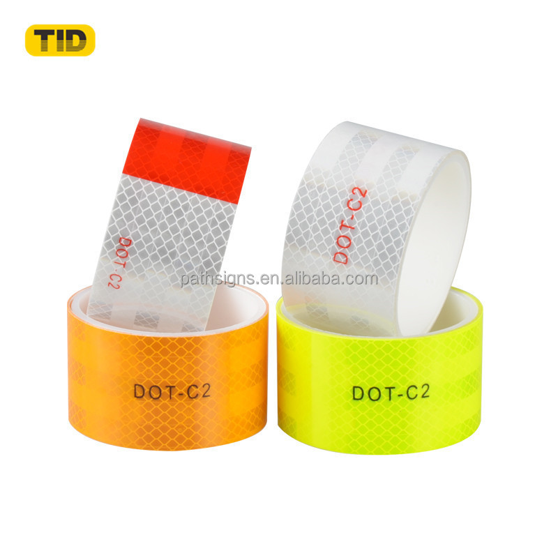 Yellow Orange White Red Reflective Tape DOT-C2 Outdoor Safety Tape Waterproof Reflector Conspicuity Sticker