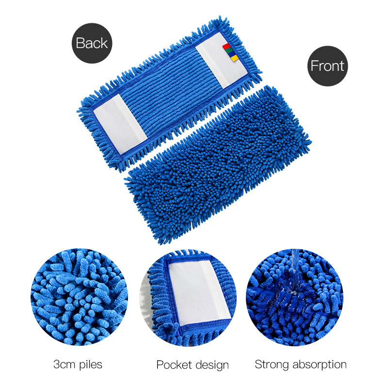 Dry And Wet Dual Use Free Flat Floor Microfiber Twist Ground Clever Mop Refill microfiber mop Chenille Mop refill