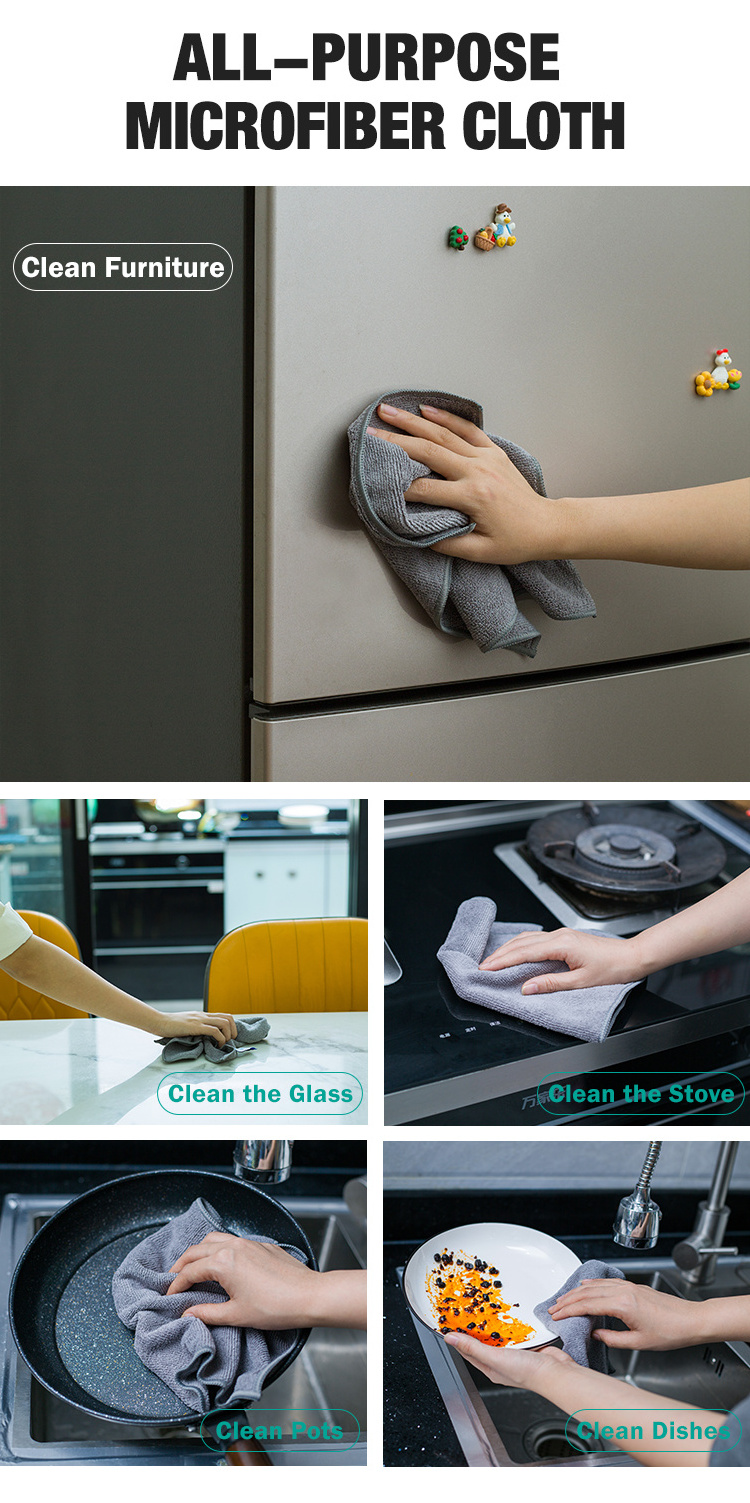 Factory Wholesale Custom Microfiber Cloth Towel High Quality Microfiber Cleaning Cloths For Car Kitchen