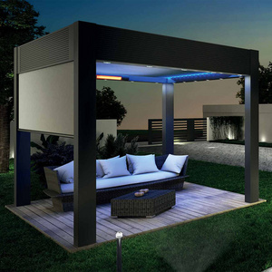 Cheap luxury patio cover high quality powder coated gazebos roof garden pergola bioclimatique with sides