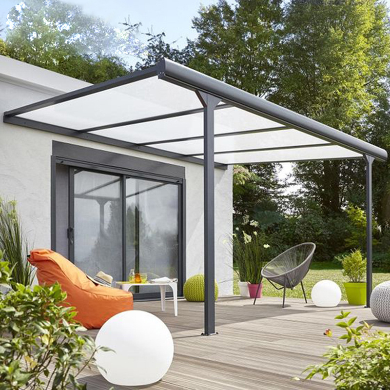 Modern Rainproof Aluminum Pergola Gazebo with Polycarbonate Roof Garden Canopy Shades