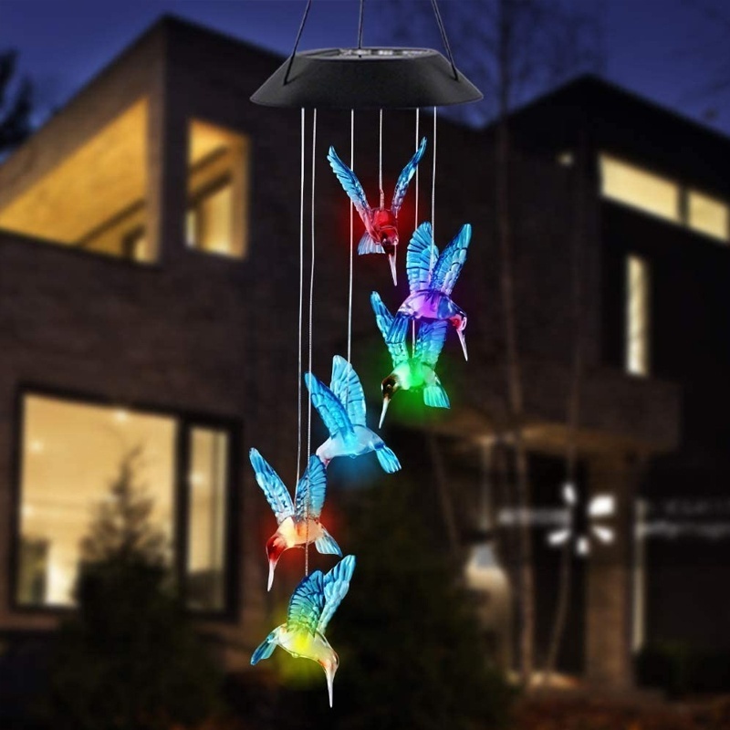 backyard decor waterproof hanging patio lights outdoor lighting solar powered wind chime garden ornaments