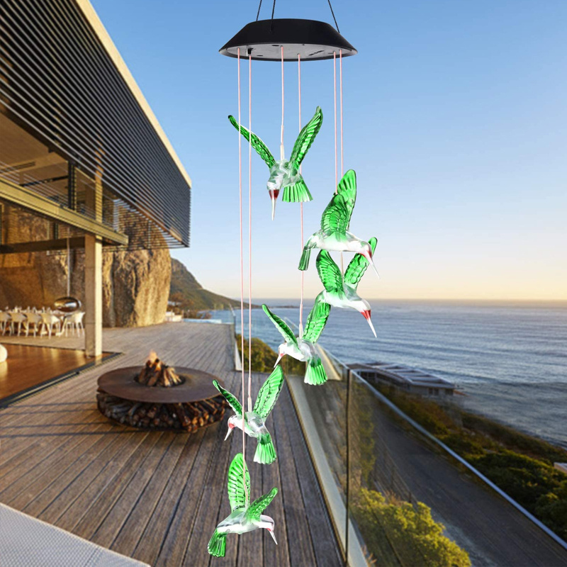 backyard decor waterproof hanging patio lights outdoor lighting solar powered wind chime garden ornaments