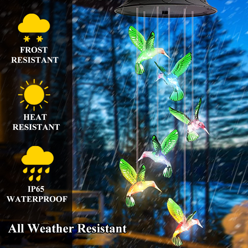 backyard decor waterproof hanging patio lights outdoor lighting solar powered wind chime garden ornaments