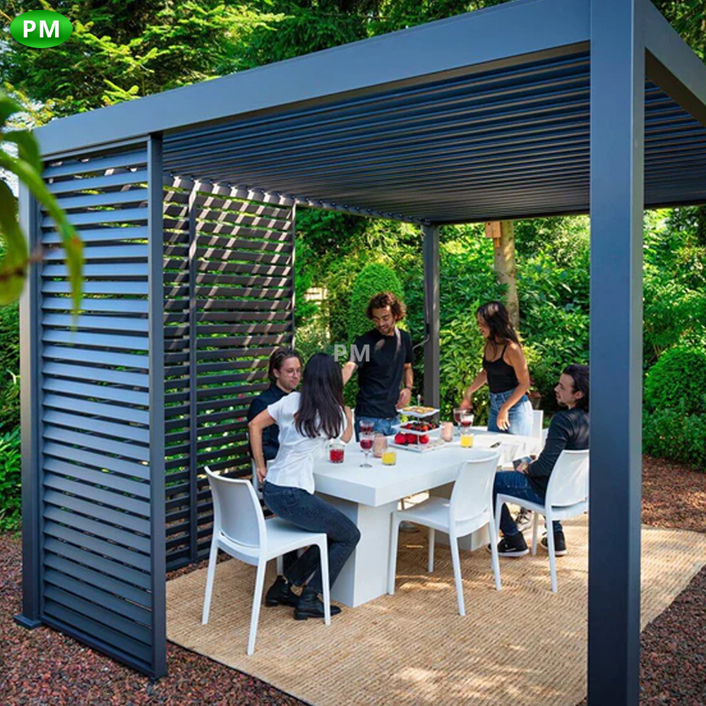 Amazon Hot Selling 2023 Motorized Louvered Roof Pergola Bioclimatique Aluminium Outdoor Spa Gazebo