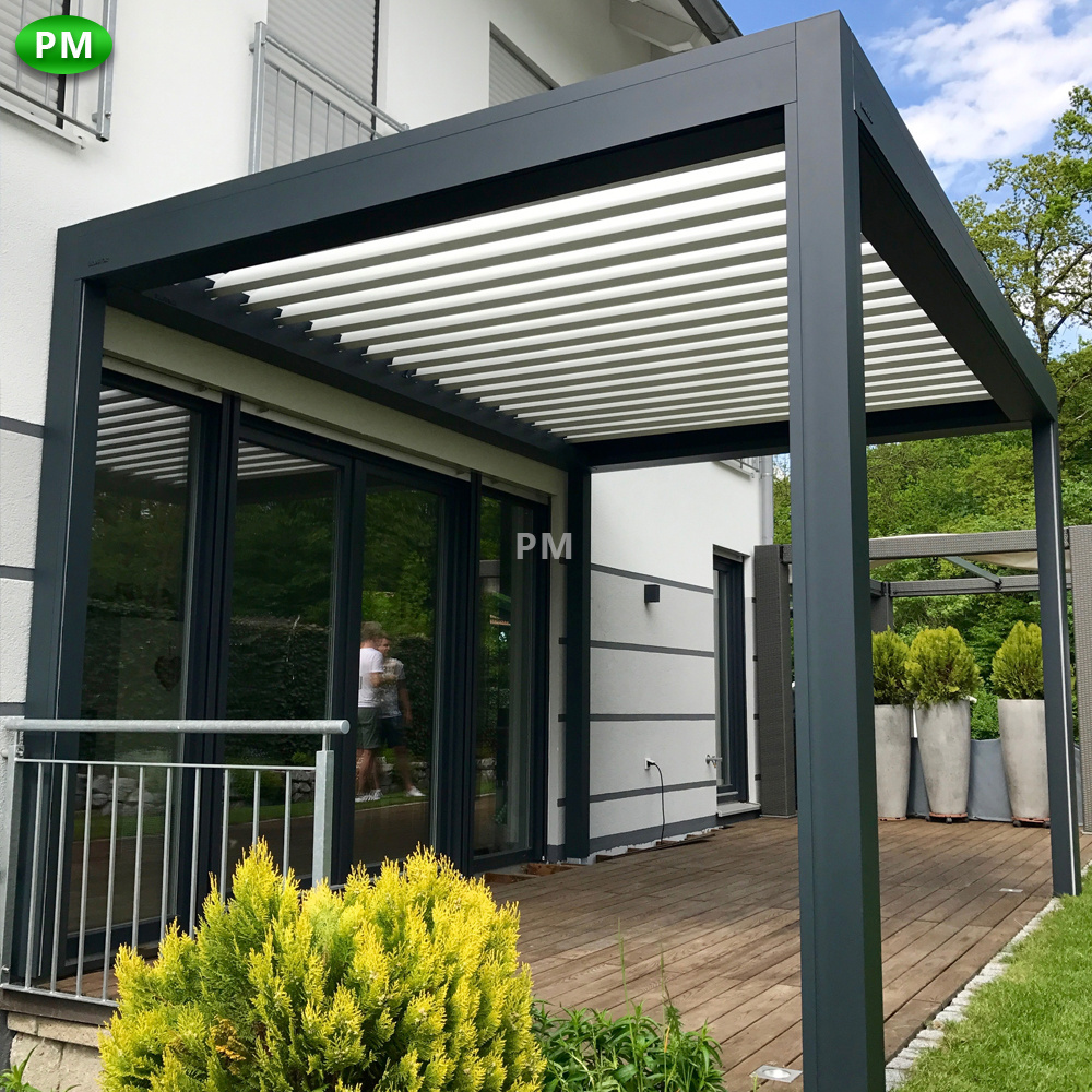 Aluminum Terrace Shelter Gazebo Automatic Canopy Foshan Garden Pergola Outdoor Shade Waterproof