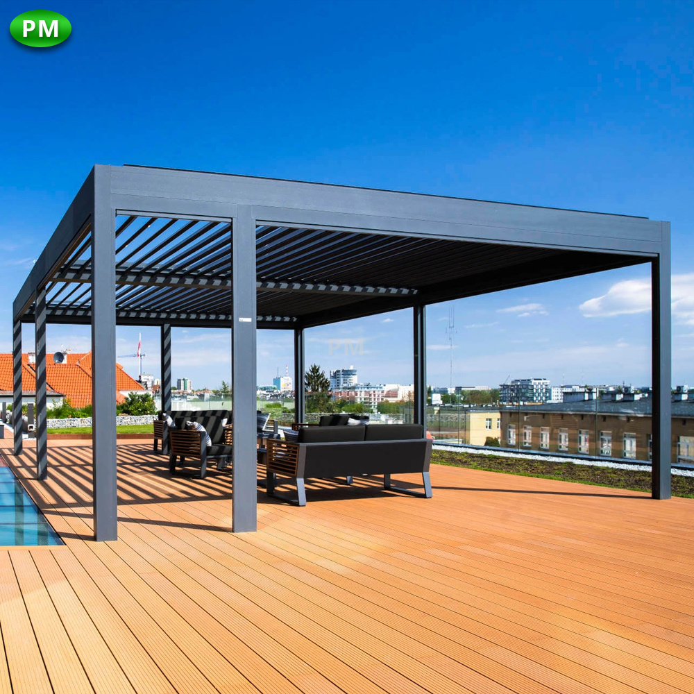 Aluminum Terrace Shelter Gazebo Automatic Canopy Foshan Garden Pergola Outdoor Shade Waterproof