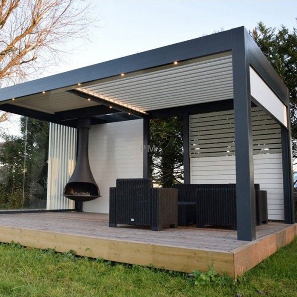 2-20% Discount outdoor bioclimatic pergola roof louver electric movable awning garden gazebo