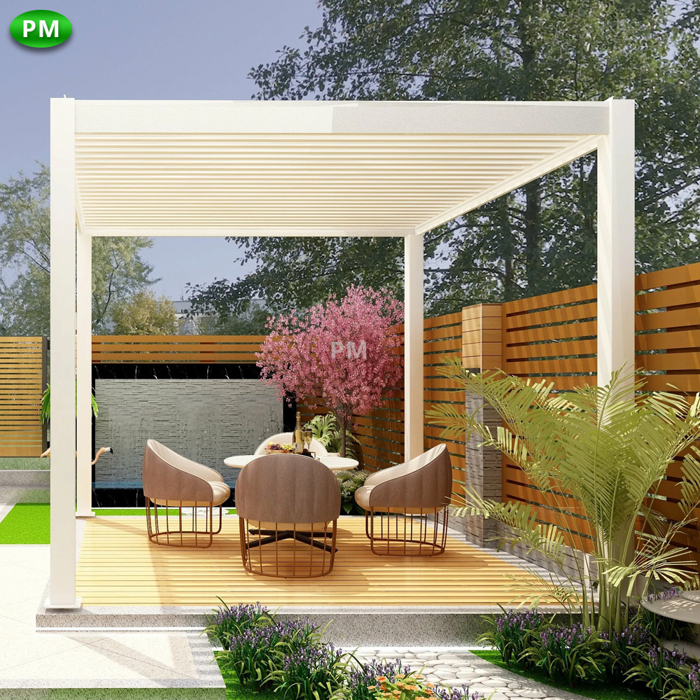 2-20% discount outdoor awning electric gazebo alu roof cover glass wall pergola clear view