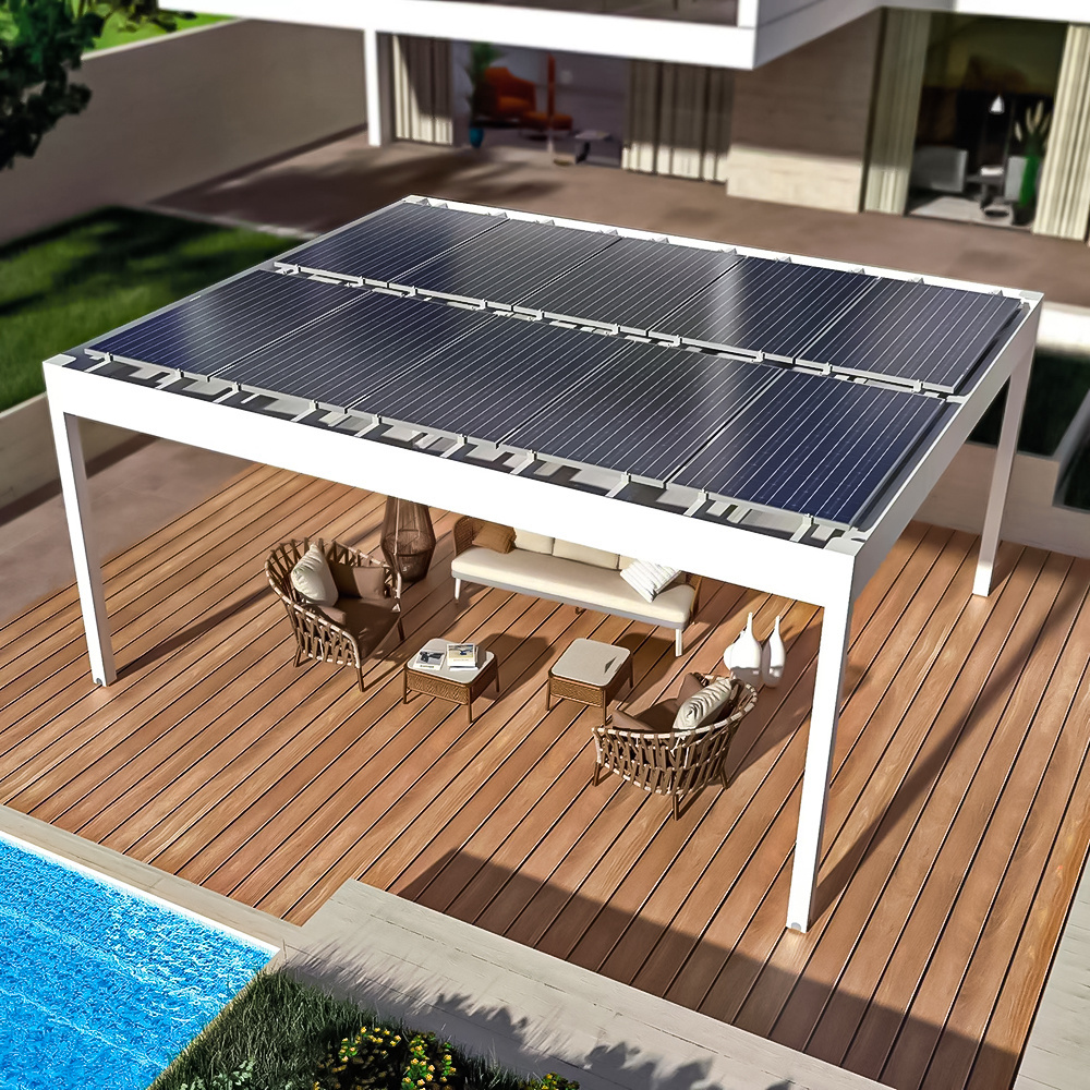 2-20% discount custom solar panel aluminum louvered roof pergola gazebo outdoor