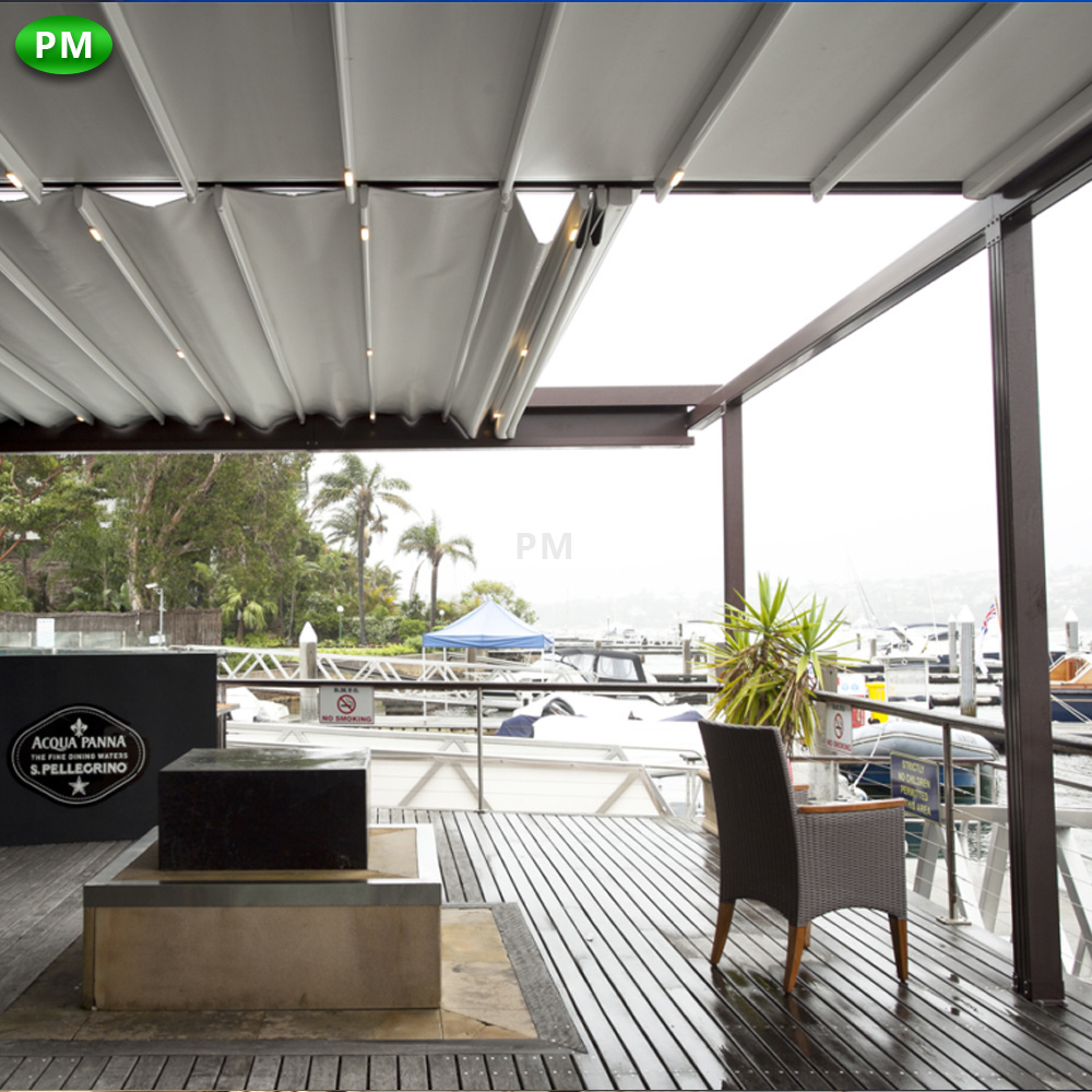 2-20% Discount outdoor pergola gazebo awnings aluminum motorized bioclimatic patio sun shade for bar