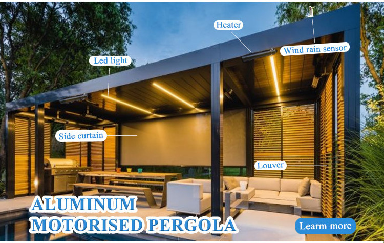 Outdoor Waterproof Roof Motorized Garden Pergola Bioclimatique Aluminium Patio Cover