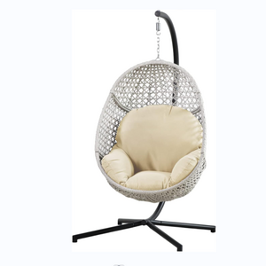 Large Hanging Egg Chair with Stand Upgraded Wicker Egg Swing Chair Outdoor Indoor PE Rattan Hanging Chair with Steel Stand