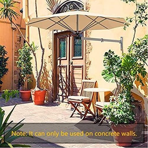 9 FT Wall Mounted Patio Garden Yard Umbrella Outdoor Wall Umbrella with Adjustable Pole  Sunshade Umbrella with Wind Vent