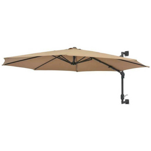 Patio Wall Mounted Parasol with Metal Pole Garden Patio Balcony Backyard Terrace Beach Courtyard Sun Shelter Sunshade Umbrella